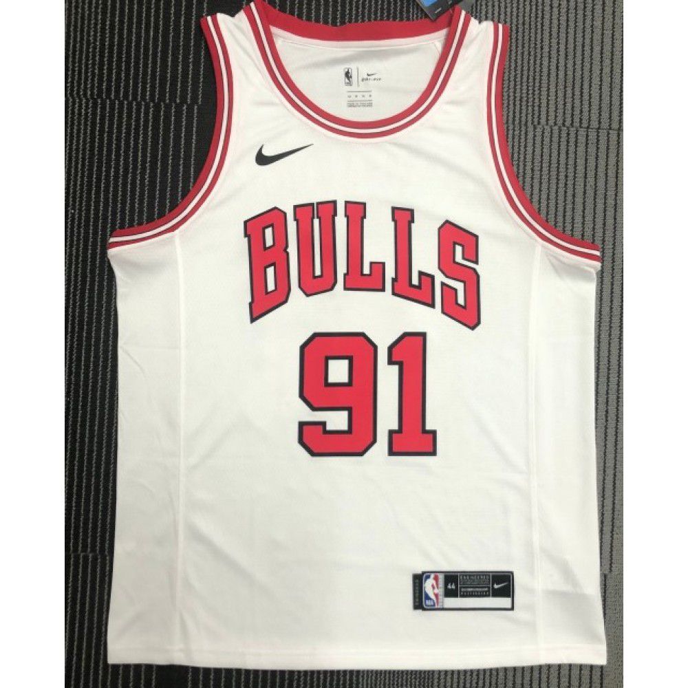 Men's Chicago Bulls Dennis Rodman #91 White Swingman Jersey - Association Edition-Pro Kit Vault | Brand New 26/27 Sports Jerseys